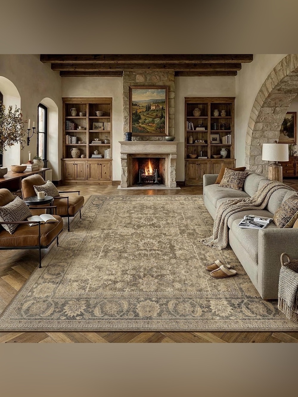 8x10 Brown Washable Area Rug